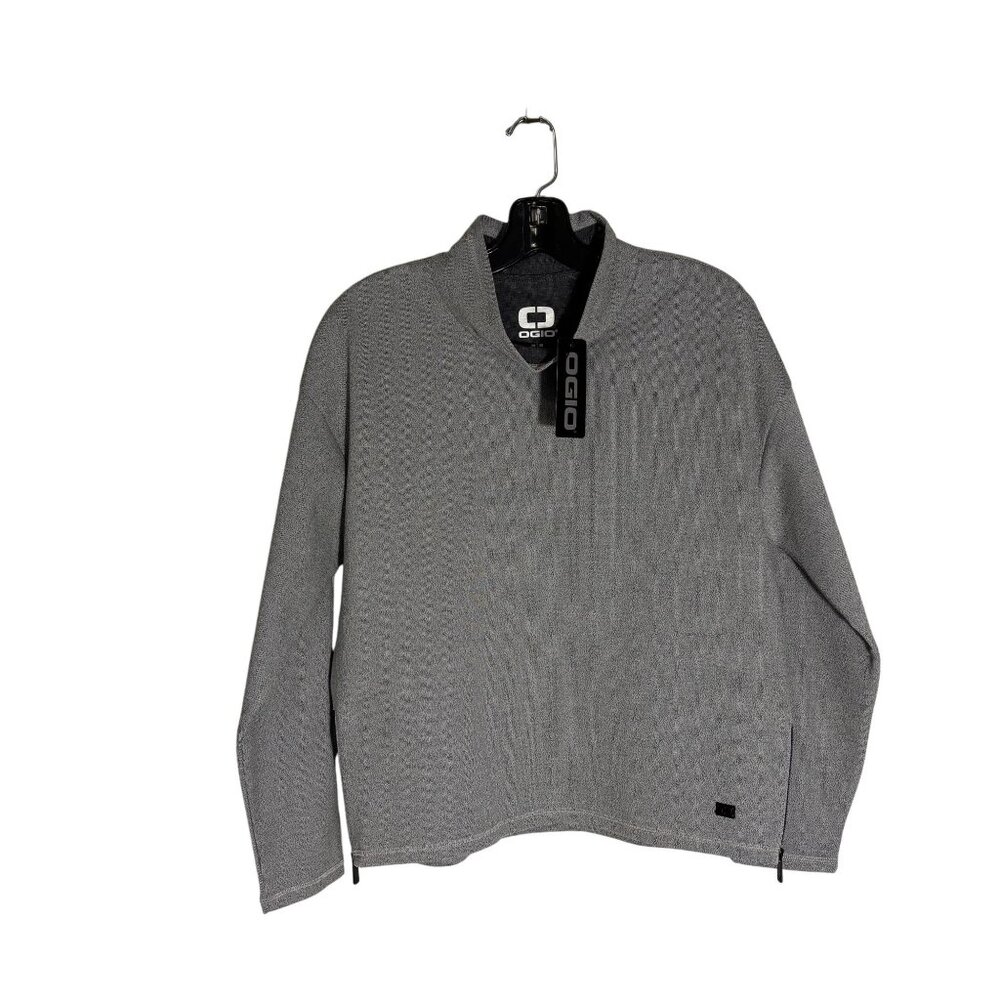 Ogio Gray Pullover Sweater With Side Zippers M Collared Long Sleeve Top For Men